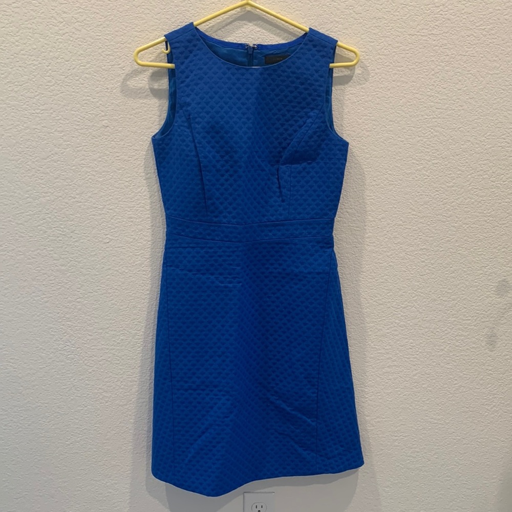 NWOT J.Crew Textured Cotton Dress Blue 2